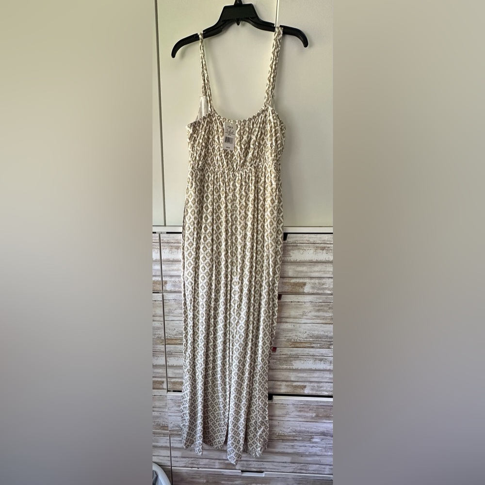 🤍 NWT Live To Be Spoiled XL Wide Leg Jumpsuit Beige Ivory Boho Palazzo
